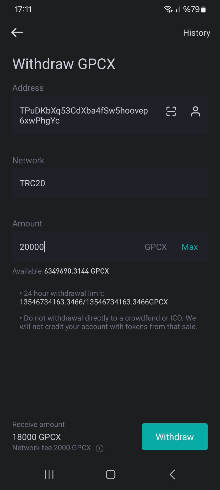 Withdraw GPCX